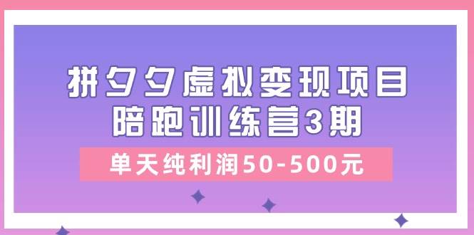 某收费培训《拼夕夕虚拟变现项目陪跑训练营3期》单天纯利润50-500元-廉价云资源网