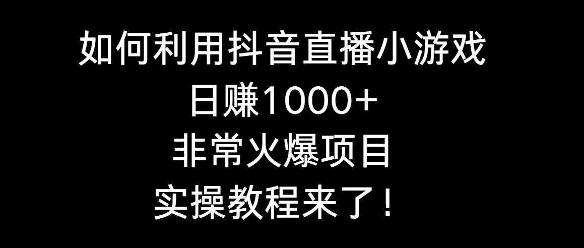 如何利用抖音直播小游戏日赚1000+，非常火爆项目，实操教程来了！-廉价云资源网