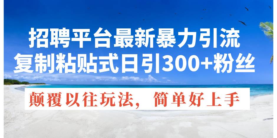 招聘平台最新暴力引流，复制粘贴式日引300+粉丝，颠覆以往垃圾玩法，简…-廉价云资源网