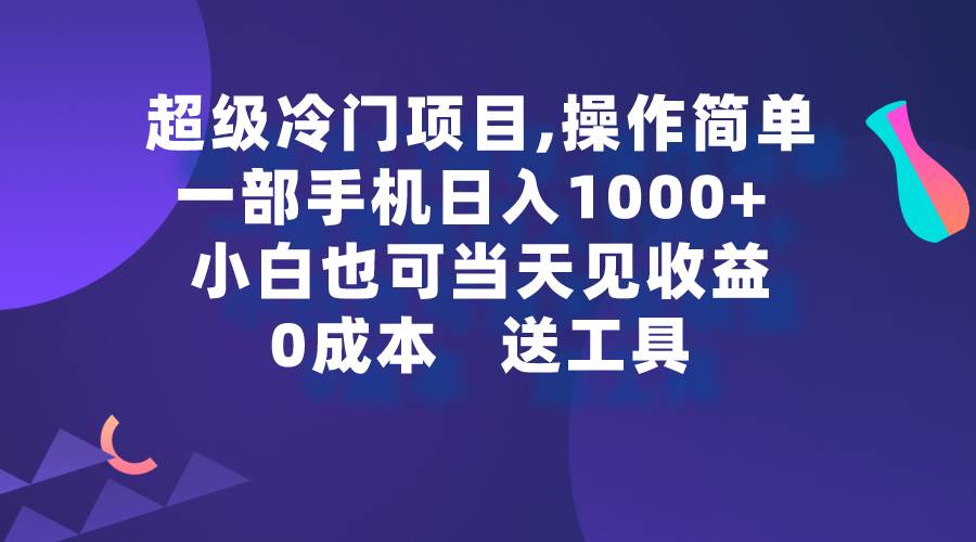 超级冷门项目,操作简单，一部手机轻松日入1000+，小白也可当天看见收益-廉价云资源网