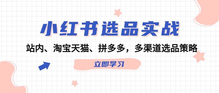 小红书选品实战：站内、淘宝天猫、拼多多，多渠道选品策略-廉价云资源网