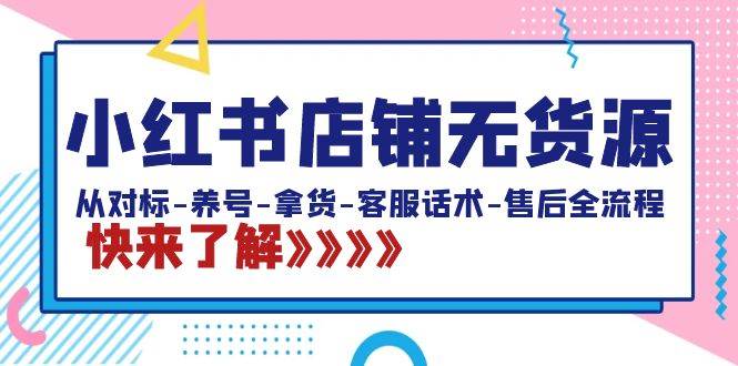 小红书店铺无货源：从对标-养号-拿货-客服话术-售后全流程（20节课）-廉价云资源网