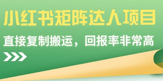 小红书矩阵达人项目，直接复制搬运，回报率非常高-廉价云资源网