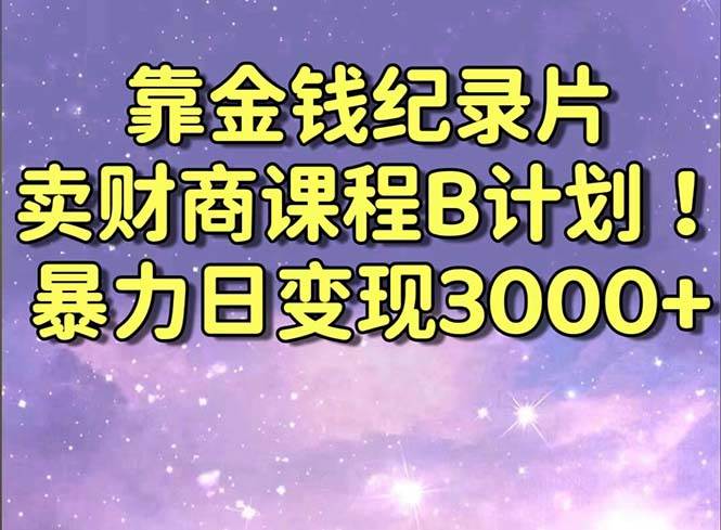 靠金钱纪录片卖财商课程B计划！暴力日变现3000+，喂饭式干货教程！-廉价云资源网