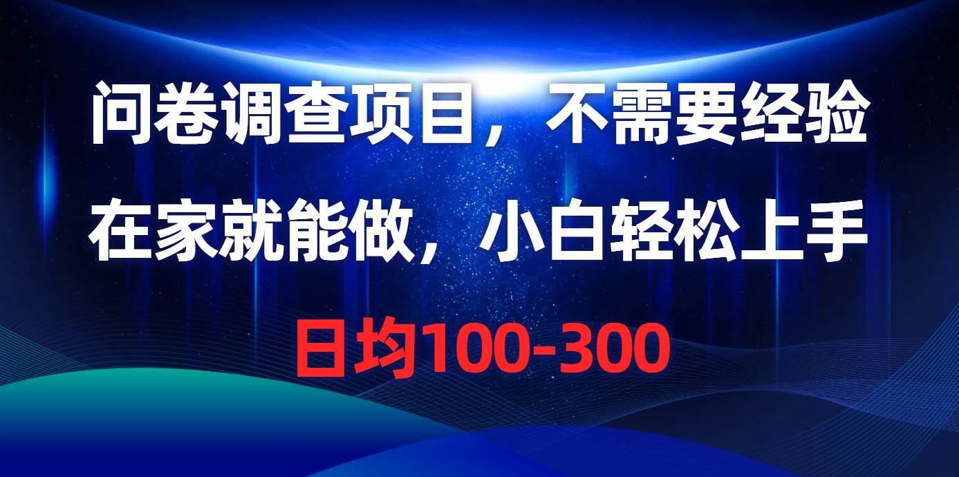 问卷调查项目，不需要经验，在家就能做，小白轻松上手，日均100-300-廉价云资源网
