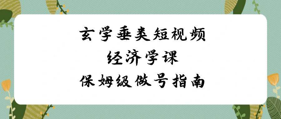 玄学 垂类短视频经济学课，保姆级做号指南（8节课）-廉价云资源网