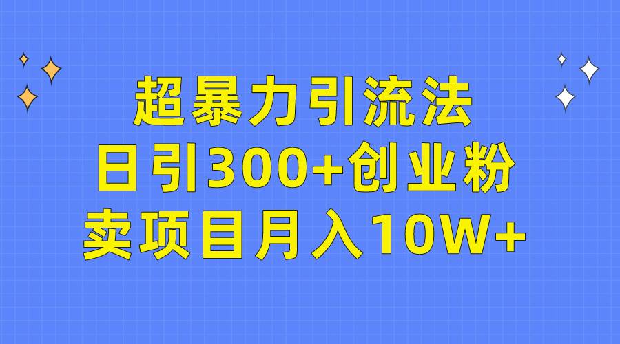 超暴力引流法，日引300+创业粉，卖项目月入10W+-廉价云资源网