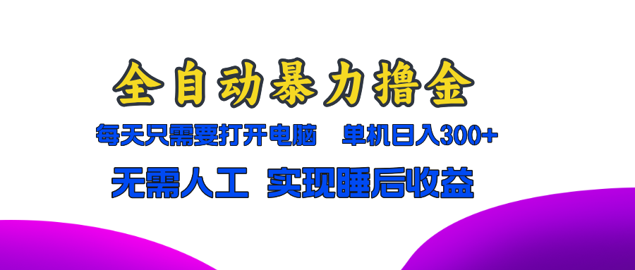 全自动暴力撸金，只需要打开电脑，单机日入300+无需人工，实现睡后收益-廉价云资源网